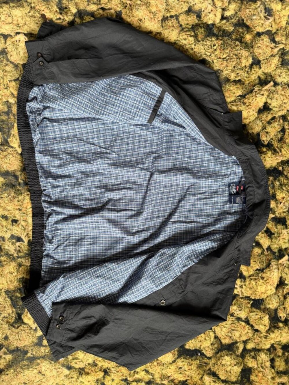 Chaps navy blue windbreaker jacket(plaid inside)
